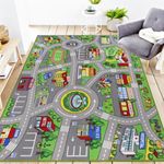 Capslpad Car Play Mat 150x200cm Non-Slip Kids Rug City Town Map Interactive Play Carpet Machine Washable Creative Educational Boy Girl Play Mat for Kids Teenager Room Nursery Playroom Decor, Green