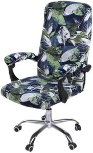 Smiry Stretch Printed Computer Office Chair Cover with Armrest Covers, Soft Fit Universal Removable Washable Desk Rotating Chair Slipcovers, Anti-Dust Spandex Protector with Zipper, Deep Green