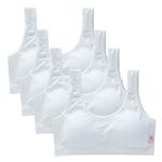 4 Pieces Girls Seamless Training Bra Cotton Crop Tops with Pads Bras Sports Bras Puberty Children Soft Breathable Underwear Teenage Kids Crop Vest Tops Size 8-16 Years