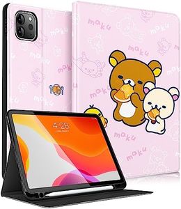 Trendy Fan for iPad Air 5th Generation/Air 4th 10.9 Inch/for iPad Pro 11 Inch Case for Girls Kids Teen Boys Women Folio Pencil Holder Cute Cartoon Kawaii Cover for Apple i Pad Air 5/4 Cases,Bear