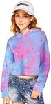 Arshiner Crop Hoodie Girls Tie-dye Pullover Sweatshirts Casual Long Sleeve Cropped Top for Kids & Teenagers 5-6 Years 120 Gifts for Girls