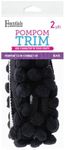 Essentials By Leisure Arts Pom Pom 1/2" Fringe - Balck - 1" 2 Yard Poms Arts And Crafts Black Pompoms For Crafts Craft Poms Puff Balls For Crafts