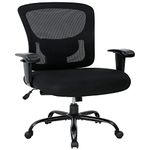 Big & Tall Office Chair 400 lbs Ergonomic Office Chair for Heavy People Height Adjustable Rolling Desk Chair Ergonomic Chair with Ergonomic Lumbar Support for Home, Office (Black)