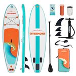 Overmont SUP Inflatable Stand Up Paddle Board for adults, 323x84x15cm Lightweight & Foldable, with Adj Paddle, Pump, SUP Backpack, Leash, 3 Fins, Kayak Seat, Waterproof Bag, Repair Kit, Non-Slip Deck