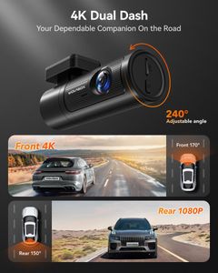 WOLFBOX 4K Front & Rear Dash Cam – WiFi, GPS, Night Vision, 32GB Card