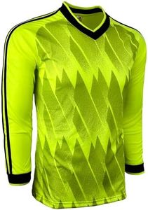 Just 4 Kicks Boy's Goalkeeper Jersey, Elbow Padded Goalie Shirt Campeon Youth Sizes Neon (YL), Large