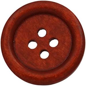 Amanaote Brown Wooden Button Round 25mm Diameter with 4 Holes for Craft Sewing DIY Pack of 40