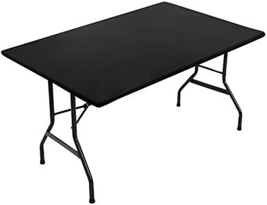 Obstal Fitted Table Clothes for 6 Foot Rectangle Tables, Reversible Waterproof Stain Resistant Elastic Stretch Tablecloth, Wipe Clean Table Cover for Outdoor/Indoor Use, Fits Tables 72x30 Inch, Black