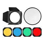 Godox BD-04 Barn Door Barndoor Kit with Honeycomb Grid 4 Color Gel Filters for 7 Inch Standard Reflector Replacement for GODOX SL60W SL150II SK400II Studio Light