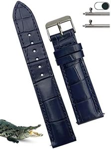 20mm Navy Blue Alligator Belly Watch Band Men Quick Release Crocodile Strap Wrist Leather Silver Buckle Handmade Vintage DH-04-20MM