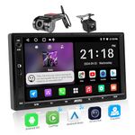 A5L Android 7" Double Din Car Stereo with Backup Camera&1080P DVR Dash Cam, Wireless CarPlay and Android Auto, WiFi/USB Tethering, DSP/FM/AM/SWC, 2G+32G Touchscreen Bluetooth Car Radio