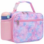 Bagseri Lunch Bag for Girls - Kids Lunch Box for Girls Reusable Leak-Proof and Insulated Kids Lunch Bag Toddler Lunch Box for Daycare and School, Pink Tie-dye (Water Bottle Not Included)