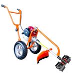 DVI 50CC 4 Stroke Trolley Brush Cutter| with Weeder Attachment | for Grass Trimming & Weeding Soil | with 80T, 3T, 2T Blade & TAP N Go (with Flat Type Weeder Attachment)