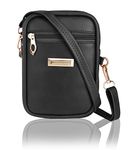 Classy Women Mobile Sling Pouch for Girls/Women Small Cross-Body Phone Bag Stylish PU Leather Mobile Cell Phone Holder Mini Shoulder Bags (Black)