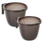 Kuber Industries Heart Home Plastic Bathroom Mug 1 Litre- Pack of 2 (Black)-46HH0213