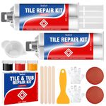 Tile Repair Kit White, 100ml Shower Tray Repair Kit, Ceramic Tile Repair Kit for Bathtub Crack, Dent, Hole, Acrylic Sink Bath Repair Kit for Patch Porcelain Chip, Marble, Acrylic, Granite, Enamel