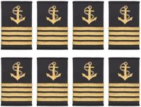 WEBEEDY 4 Pairs Shoulder Boards Epaulets Gold Anchor Shoulder Boards Badge Epaulets Captain Mate Navy Fleet Admiral Uniform Insignia Sliders Cosplay Epaulette Sliders, Four Bars Gold Stripes, Four Bars-3.15", 3.15" long