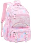 School Backpack for Girls, Lightweight Waterproof Cute Butterfly School Bookbag for Teen Kids Students Elementary (Butterfly Pink)