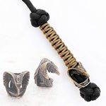 CooB EDC Paracord Knife Lanyard with Hand Casted Solid Metal Paracord Bead Charm Pendant Animals Collection, Custom Paracord Lanyards for Knives (Raven Bird), Raven Bird, Large