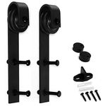 U-MAX Sliding Barn Door Hardware Hangers 2pcs (Black) (J Shape Hangers)