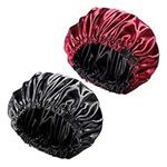 2 Pieces Adjustable Silk Bonnet, 36cm Double Sided Satin Sleep Bonnet Night for All Hair Lengths Women Curly Natural Hair Protection Head Cover