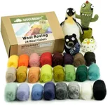 Woolbuddy Needle Felting Wool Roving Eco Wool Kit, Felting Wool Pack, Handmade Carded Colorful Dyed Zero Waste Kit, for Needle Felting Kit Beginner, Wet Felting, Felting Supplies, with Guide Card