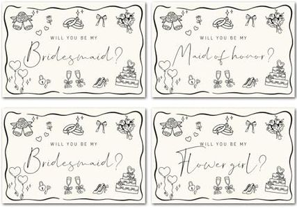 YUBAIHUI 12 Pcs Bridesmaid Proposal Cards Set with Envelopes & Stickers, Will You Be My Bridesmaid, Maid of Honor & Flower Girl Cards, Elegant Wedding Bridal Shower Proposal Cards
