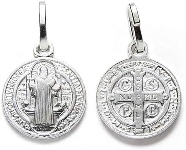 arana's - Medalla San Benito en Plata de ley 925 - Tamaño pequeño de 8mm diametro especial para colgante o pulsera hombre mujer y niños - Cruz San Benito amuelto de la suerte religioso (8mm)