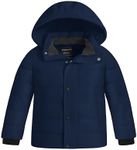 wantdo Boys' Warm Winter Coat Waterproof Puffer Jacket with Hood Navy 10-12