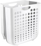 HOMESHOPA Collapsible Slim Laundry Basket, 18 Litre Space Saving Wall Hanging Storage Basket with Handle, Plastic Folding Laundry Hamper Bucket, Portable Dirty Clothes Organiser Wastebasket