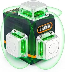 CIGMAN Laser Level Self Leveling 3x360° 3D Green Cross Line for Construction and Picture Hanging, Rechargeable battery, Remote Controller, Magnetic Rotating Stand Included
