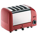 Dualit Classic 4 Slice Vario Toaster, Stainless Steel, Hand Built in the UK, Replaceable ProHeat Elements, Heat Two or Four slots, Defrost Bread, Mechanical Timer, Replaceable Parts, Red, 40353