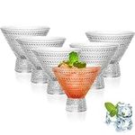 Martini Glasses (Set of 6) Vintage Cocktail Glasses Bar Glasses (8oz) for Martini,Cocktail,Margarita,Cosmopolitan for Manhattan, Brandy