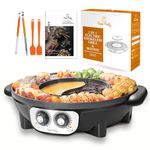 Food Party Hot Pot Electric with BBQ Grill Hotpot Chinese Pot Cooker 220V 2200W Korean Barbecue Thai ShabuShabu 2 in 1 Set