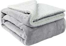 Aspire Homeware Sherpa Fleece Blanket - Reversible Throws for Beds Double Soft Fluffy Thick Travel Blanket Microfiber Sofa Throw - Silver