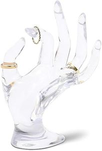 Juvale Clear Hand Shaped Ring Holder for Jewelry Display (6.3 Inches)