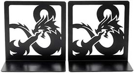 CALIDAKA 1 Pair Book Ends Bookends Dragon Design Black Bookends for Shelves Heavy Duty Book Supports Non-Skid Book Stopper Bookshelf Holder for Office Home School Kitchen