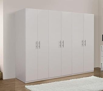My Brand Germanvox Swift Armadio Guardaroba 6 ante Camera da Letto Bianco Opaco Made in Italy L.270 P.53 H.202 cm
