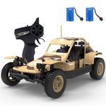 Hitish Remote Control Car All Terrain, 1:16 Scale 4WD Off Road RC Racing Buggy Truck, 2.4Ghz High Speed Military Fast Assault Vehicle Gifts for Boys and Adults, 2 Batteries Included