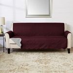 Medallion Stitched Solid Furniture Protector Stain Resistant Durable Furniture Protector Elenor Collection (Sofa, Wine/Light Grey)