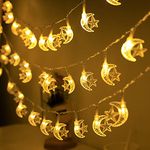 LANZODA Star Fairy String Lights for Bedroom, Ramadan Eid Lights Decorations, 13ft/4M 20 LED, 8 Modes, USB or Battery Operated, for Christmas Ornaments New Year Wedding Party Garden, Warm White