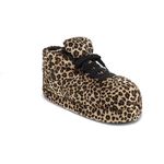 Happy Feet Slippers Standard Sneaker Slippers for Men, Women, and Kids - As Seen on Shark Tank - Classy Oversized House Slippers for Women with Non-Slip Rubber Soles - Brown Leopard - Large