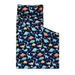 PHF Dinosaur Toddler Nap Mat Set, with Removable Pillow for Toddler Boys, Soft and Lightweight for Daycare, Preschool, Travel, Kindergarten Sleeping Bag, Fits Ages 3-6 Years, Dinosaur