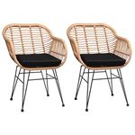 CASARIA® Set of 2 Bali Poly Rattan Wicker Chairs | 5cm Thick Padding and Armrest | Weatherproof Garden Chairs | Balcony Kitchen Dining Room Conservatory Patio Deck Furniture