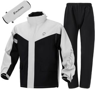 Oumurs Motorcycle Rain Suit For Men & Women Ultra Light Waterproof Motorcycle Rain Gear with Reflective Rain Jacket Pants Pants,Fishing Riding Golf Working Bike Hunting Camping Rain Coat Black Grey