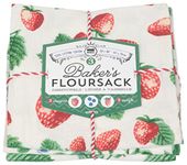 Now Designs Printed Baker's Floursack Kitchen Towels, Set of Three, Berry Patch (2221003)