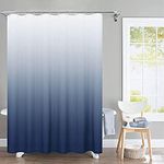 JICNHAN Navy Blue Ombre Shower Curtain, Waterproof Fabric Shower Curtains for Bathroom, Modern Gradient Color Shower Curtain Set with Hooks, Hotel Style Machine Washable 70x72 inch