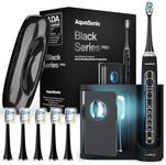 Aquasonic Black Series PRO – Ultra Whitening Toothbrush w Base – 4 Modes & Smart Timers – Charging Travel Case – Power Toothbrush – ADA Approved Toothbrush