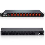 ThePoEstore 10 Outlet Horizontal 1U Rack Mount PDU Power Strip - Surge Protection,10 Individual Led Switches，AC 100V-240V-15A.for Network Server Racks, 6 Feet Heavy Power Cord