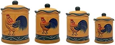 Tuscany Sunshine Country Rooster Hand Painted Canisters Set of 4 85701 by ACK